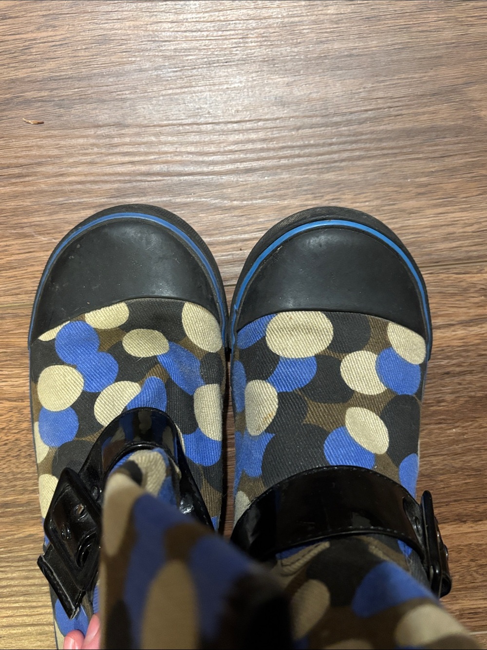 Aldo Blue, Black & Tan Polka Dot Ankle Boot - Picture 5 of 8